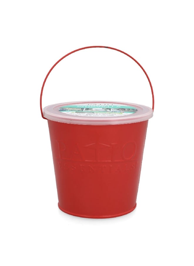 Patio Essentials 2-Piece Fresh Citronella Scented Elegant Painted Bucket Candle Set Blue and Red 17 oz 21257P  - Image 2