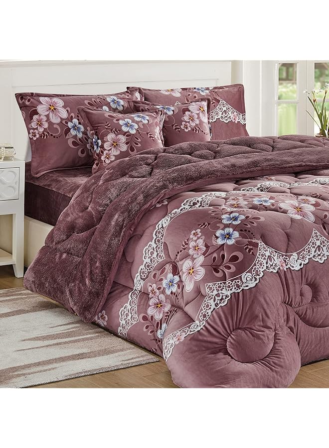 إيروريكس طقم لحاف شتوي دافئ وناعم من الفرو المخملي مقاس مفرد 160 - Image 3