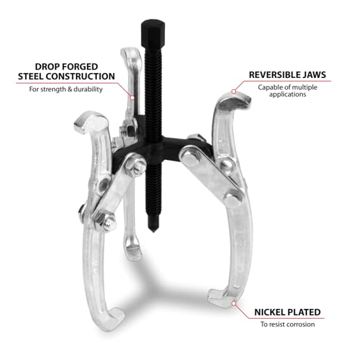 Performance Tool W137P 6-Inch 3-Jaw Gear Puller with Reversible Design for Vehicle Maintenance and Repair, Drop-Forged Steel, Chrome Plating - Image 2