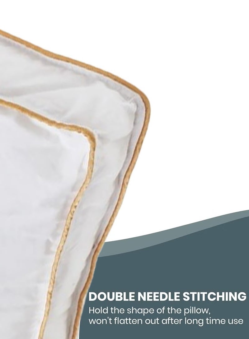 Asraar Premium 20 cm Thick Cotton Bed Pillow, 1000 Grams Hotel-Quality Cooling Pillow, Standard Size 75 x 50 cm - Ideal for All Sleep Positions, Fluffy Bed Pillows for Bed, Machine Washable Bed Pillow - White 2 Pillow  - Image 3