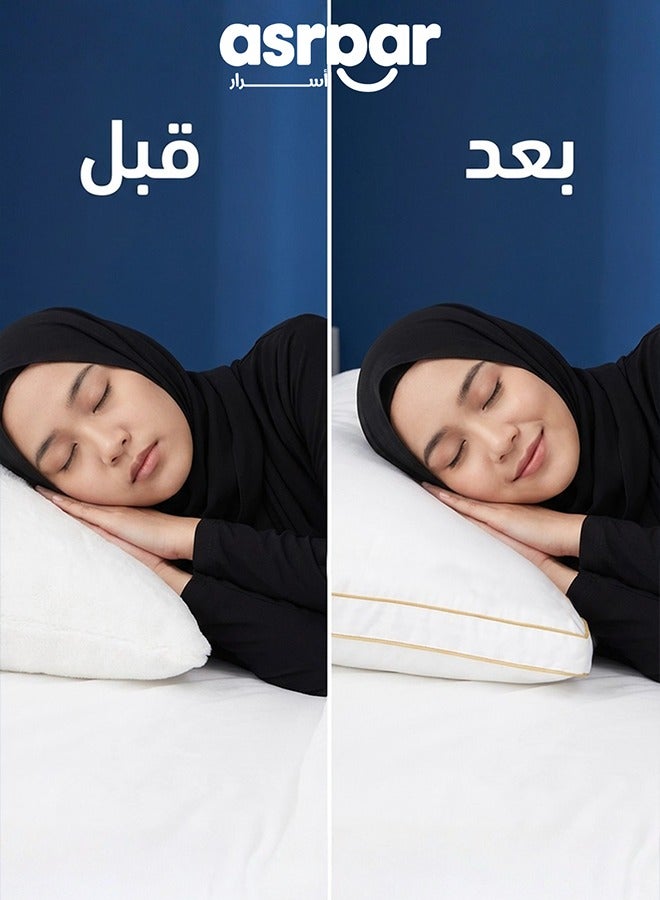 أسرار وسادة سرير من القطن الفاخر بسمك 20 سم، وسادة تبريد بجودة الفنادق 1000 جرام، مقاس قياسي 75 × 50 سم - مثالية لجميع أوضاع النوم، وسائد سرير منفوشة للسرير، وسادة سرير قابلة للغسل في الغسالة - وسادة بيضاء 2 - Image 3