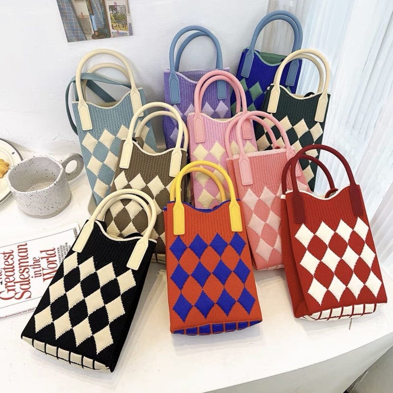 Knitted Mobile Phone Bag, Hand-Held Shoulder Cross-Body Bag, Korean Style, Versatile Niche Design Girl Bag - Image 3
