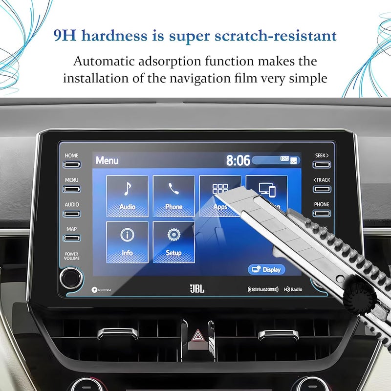 SKTU Tempered Glass Screen Protector for 2019-2022 Toyota Corolla 8-Inch Navigation Display - Image 2