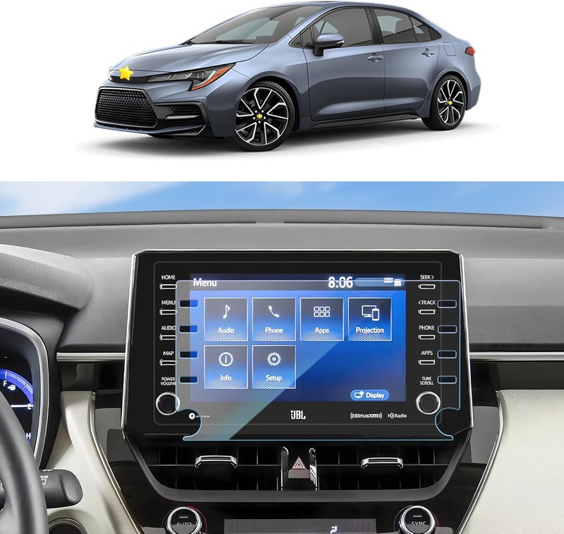 SKTU Tempered Glass Screen Protector for 2019-2022 Toyota Corolla 8-Inch Navigation Display - Image 1