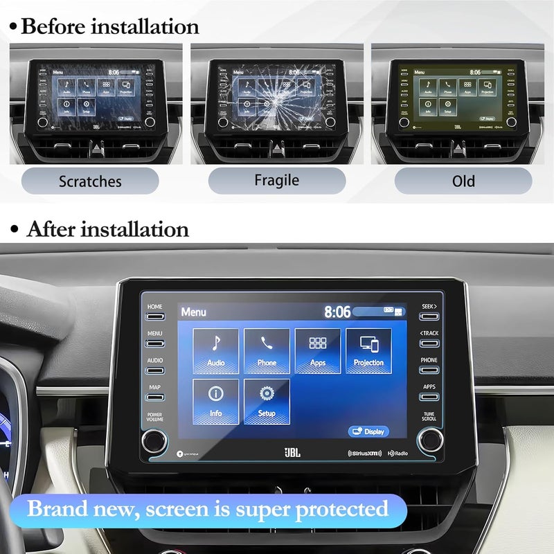 SKTU Tempered Glass Screen Protector for 2019-2022 Toyota Corolla 8-Inch Navigation Display - Image 5