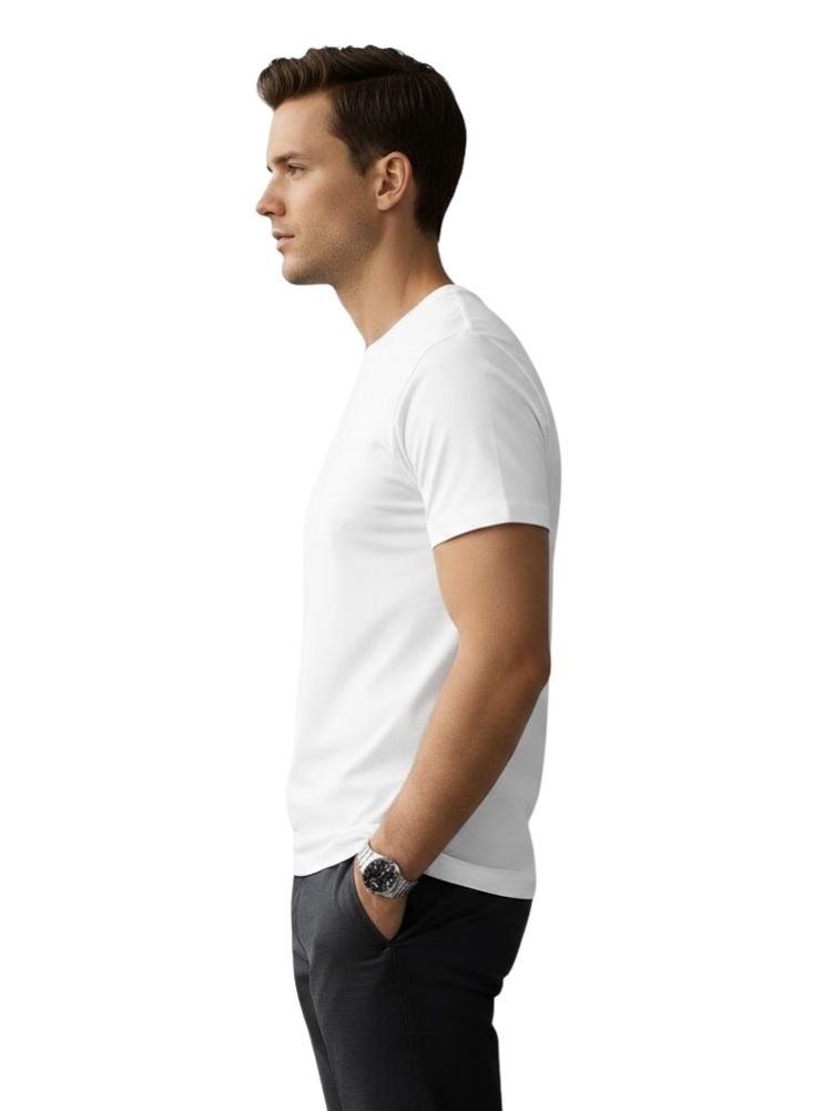 Premium Men’s Black & White Cotton Round Neck T-Shirt Pack of 2 – Casual Slim Fit Half Sleeve Combo - Image 3