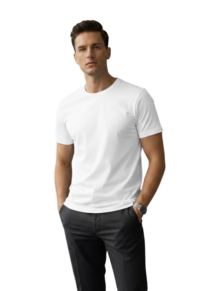 Premium Men’s Black & White Cotton Round Neck T-Shirt Pack of 2 – Casual Slim Fit Half Sleeve Combo - Image 2