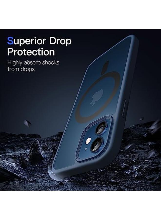 جي تيك جراب مغناطيسي لهاتف Iphone 12 Mini مقاس 5.4 بوصة متوافق مع Magsafe، غطاء خلفي شفاف غير لامع رفيع مقاوم للصدمات، أزرق عاصف - Image 5