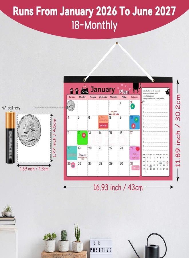6uGooes Desk Calendar 2026-2027 (Jan 2026 - Jun 2027), 17" x 12" Desktop or Wall Calendar, 18 Months Large Wall Calendar with Stickers & Magnetic Back, for Students, Teachers, Office & Home Planning - Image 2