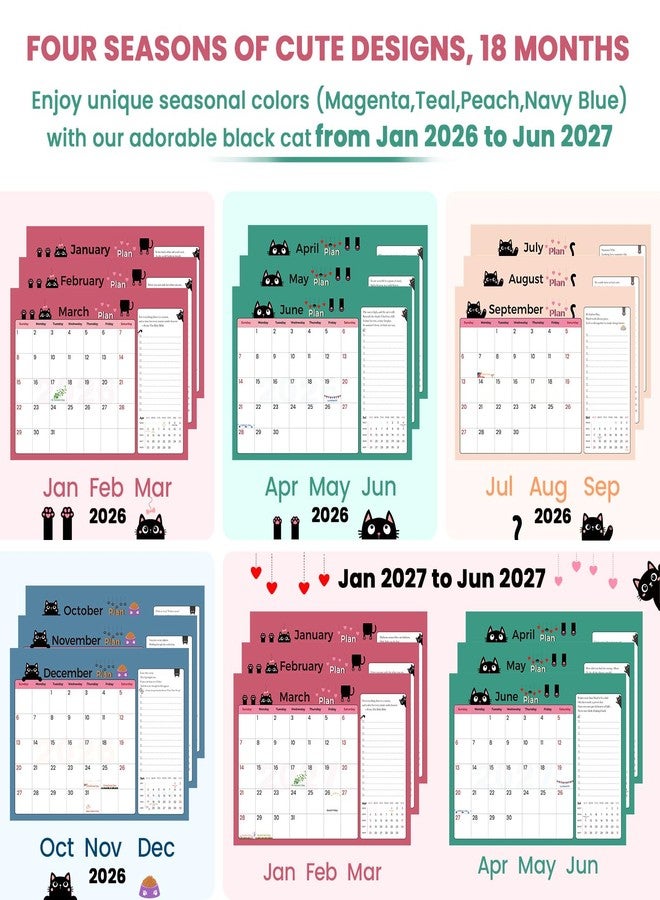 6uGooes Desk Calendar 2026-2027 (Jan 2026 - Jun 2027), 17" x 12" Desktop or Wall Calendar, 18 Months Large Wall Calendar with Stickers & Magnetic Back, for Students, Teachers, Office & Home Planning - Image 3