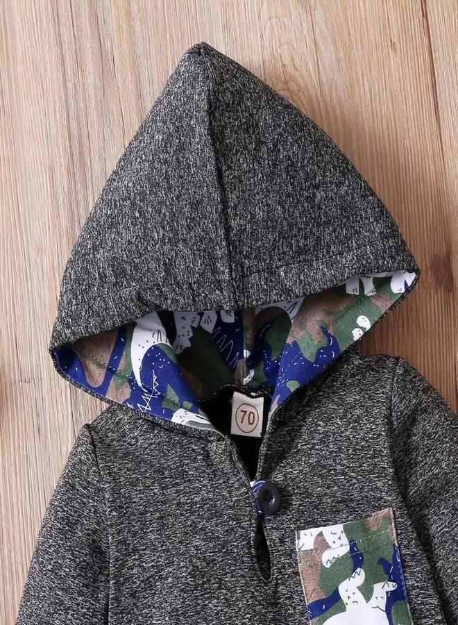 FOCICI Toddler Baby Boy Clothes Infant Spring Winter Outfits Pocket Hoodie Sweatshirt Dinosaur Pants Grey Blue 0-6 Months - Image 4