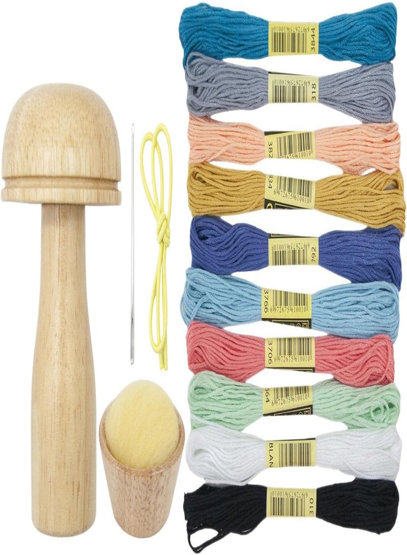 GGOOT Darning Tool,Patch Sewing Kit | Darning Mushroom Cute Wooden Sewing Tool Repair Make Mending with Sewing Needles Set for Darning Socks, Sweaters, Pants, Hats - Image 1