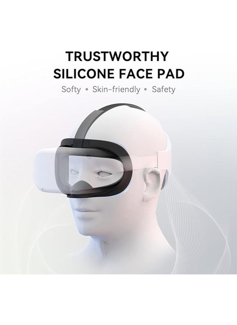 IINE VR Silicone Face Pad Cover and Anti-Leakage Nose Pad for Meta Quest 3 Original Headset Accessories, VR Face Cushion Pad Light Blocker for Oculus Quest 3 Headset (Black)  - Image 2