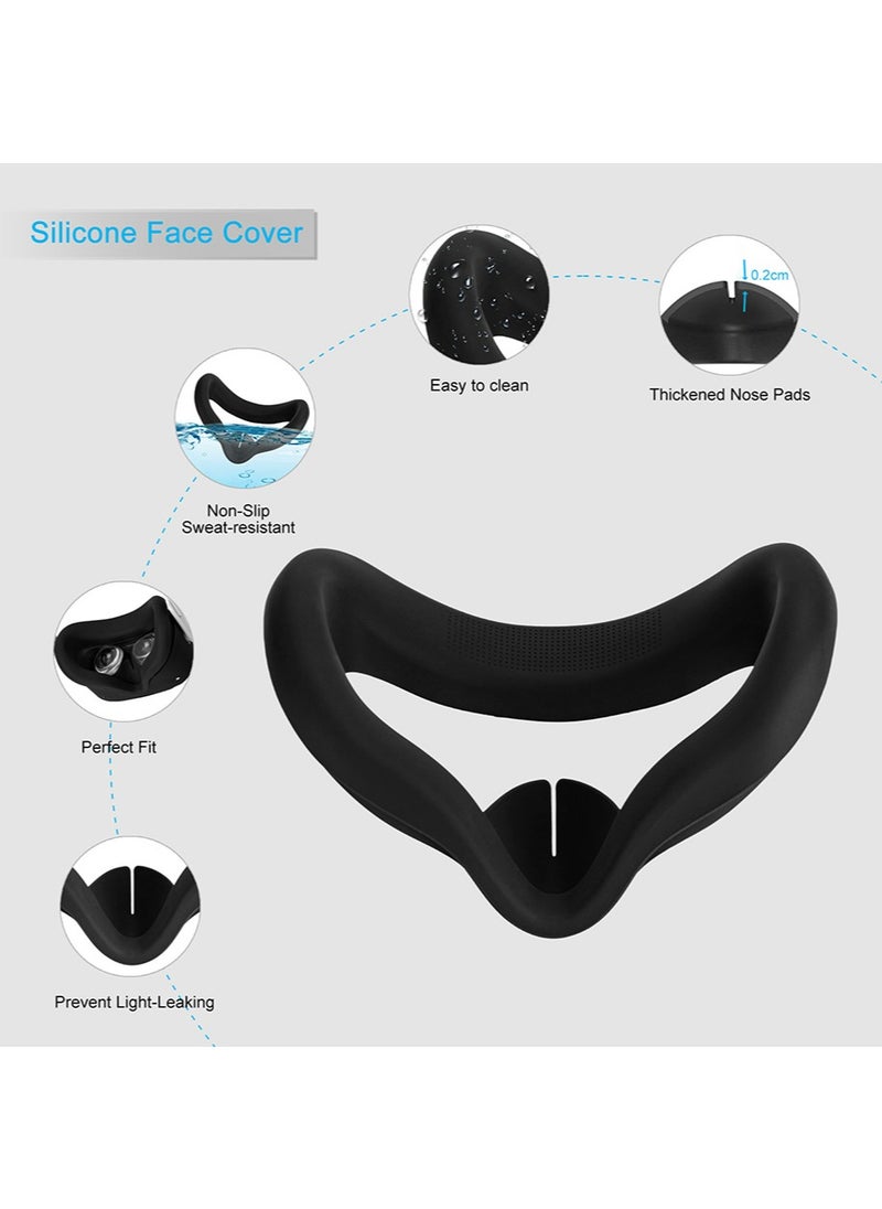 IINE VR Silicone Face Pad Cover and Anti-Leakage Nose Pad for Meta Quest 3 Original Headset Accessories, VR Face Cushion Pad Light Blocker for Oculus Quest 3 Headset (Black)  - Image 4