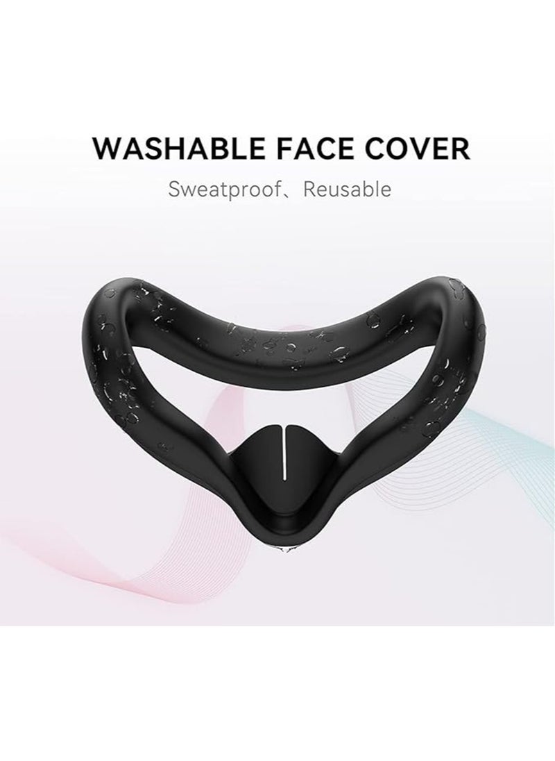 IINE VR Silicone Face Pad Cover and Anti-Leakage Nose Pad for Meta Quest 3 Original Headset Accessories, VR Face Cushion Pad Light Blocker for Oculus Quest 3 Headset (Black)  - Image 3