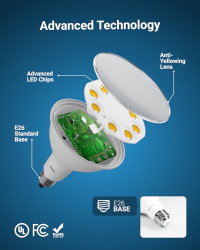 Sunco Lighting Sunco 6 Pack Outdoor LED Flood Home Residential Patio Driveway Light, Waterproof PAR38 LED Bulb, CRI90 2700K Soft White Dimmable, 100W Equivalent 13W, Exterior, Wet-Rated, 1050 Lumens, E26 Base - UL - Image 5