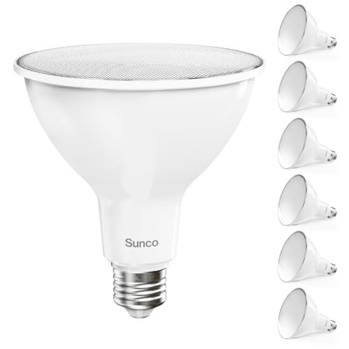 Sunco Lighting Sunco 6 Pack Outdoor LED Flood Home Residential Patio Driveway Light, Waterproof PAR38 LED Bulb, CRI90 2700K Soft White Dimmable, 100W Equivalent 13W, Exterior, Wet-Rated, 1050 Lumens, E26 Base - UL - Image 1