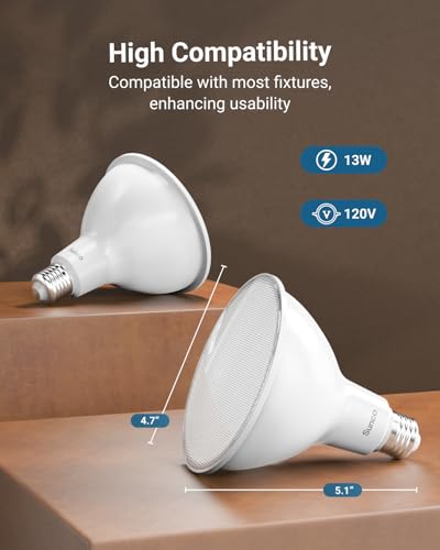 Sunco Lighting Sunco 6 Pack Outdoor LED Flood Home Residential Patio Driveway Light, Waterproof PAR38 LED Bulb, CRI90 2700K Soft White Dimmable, 100W Equivalent 13W, Exterior, Wet-Rated, 1050 Lumens, E26 Base - UL - Image 4