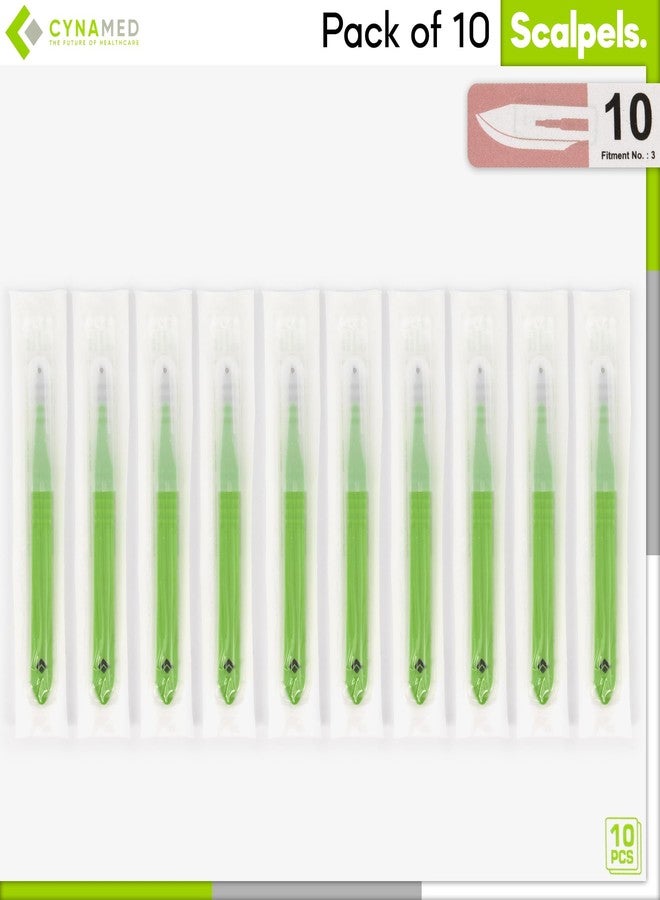 Cynamed Disposable Scalpel Blades| Sharp, Tempered Stainless-Steel Blades | Pack of 10 Sterile Scalpel Knives| Plastic Handle| Individual Pouches| for Dermaplaining, Podiatry, Crafts & More (No.10) - Image 4