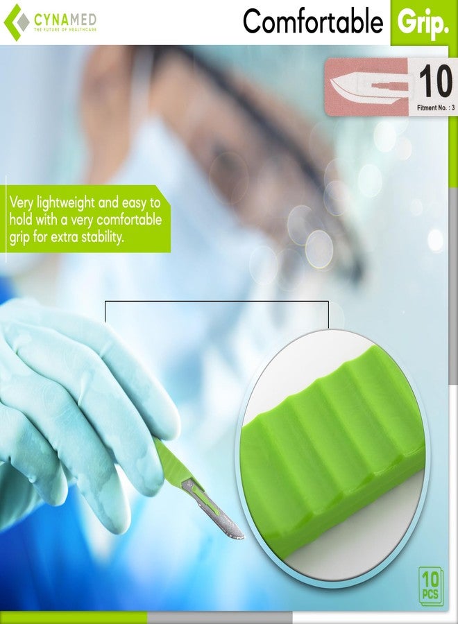 Cynamed Disposable Scalpel Blades| Sharp, Tempered Stainless-Steel Blades | Pack of 10 Sterile Scalpel Knives| Plastic Handle| Individual Pouches| for Dermaplaining, Podiatry, Crafts & More (No.10) - Image 5