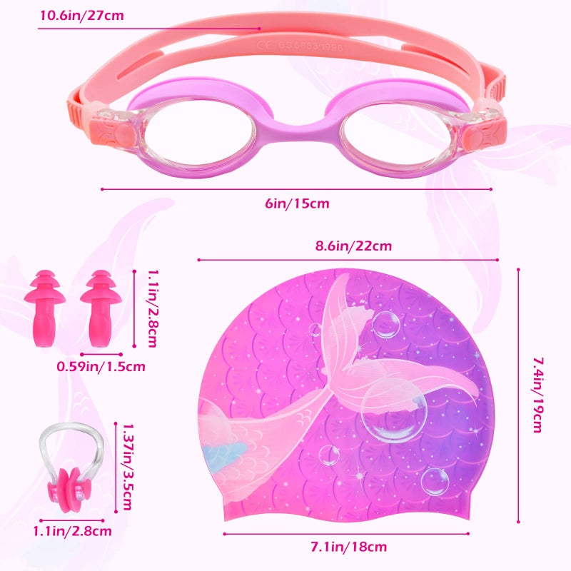 AuSletie Kids Swim Caps for Girls, Silicone Waterproof Swimming Cap for Kids, Durable Comfortable Swimming Caps for Girls - Image 2