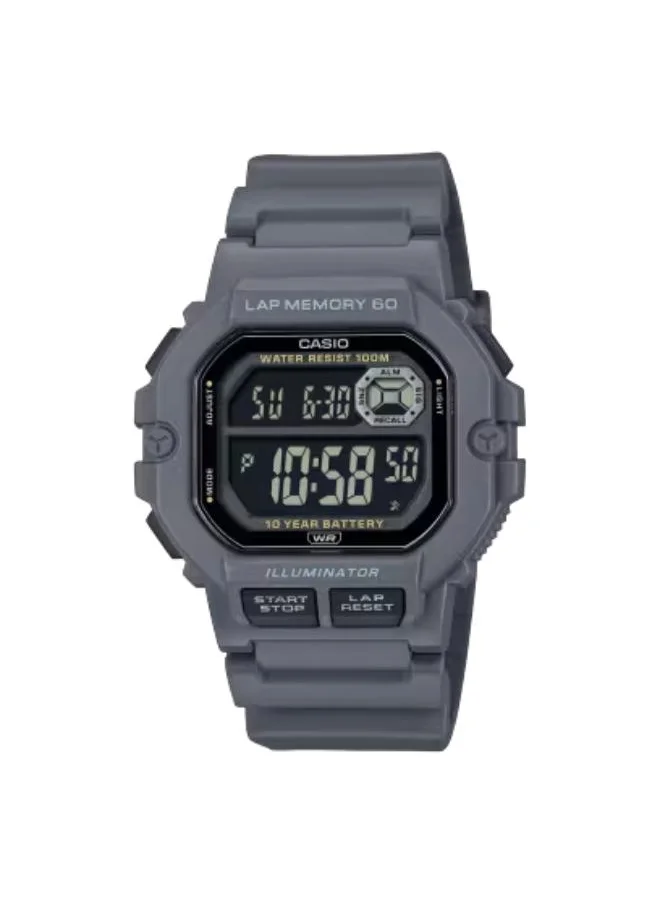 كاسيو Men's Digital Display Watch With Grey Resin Strap - WS-1400H-8BVDF