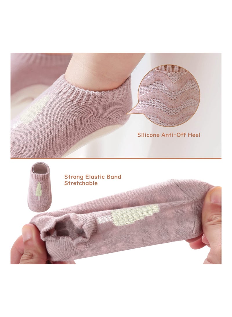 Excefore Toddler Baby Non Slip Socks, 5 Pairs Anti Slip Cozy Kids Socks With Non Skid Grips for 1-3 years old Toddler Little Kids (M)  - Image 5
