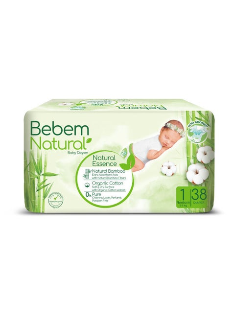 Natural Diapers, Size 1, 38 Count, 2-5 Kg