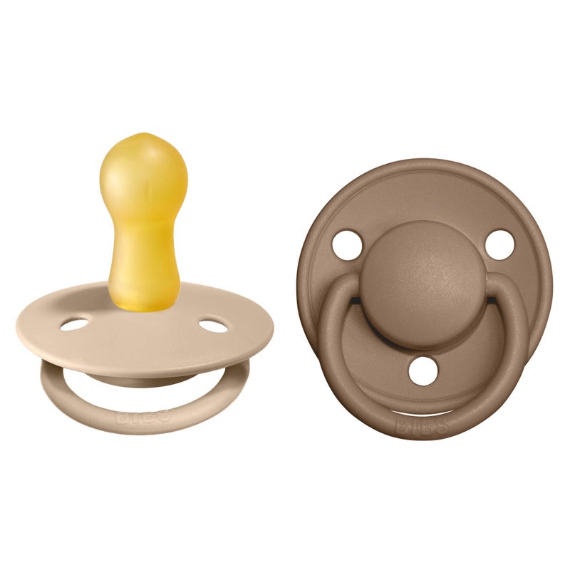 BIBS Pacifiers - De Lux Collection | BPA-Free Baby Pacifier | Made in Denmark | Set of 2 Vanilla/Dark Oak Color Premium Soothers | Size 6-18 Months - Image 1