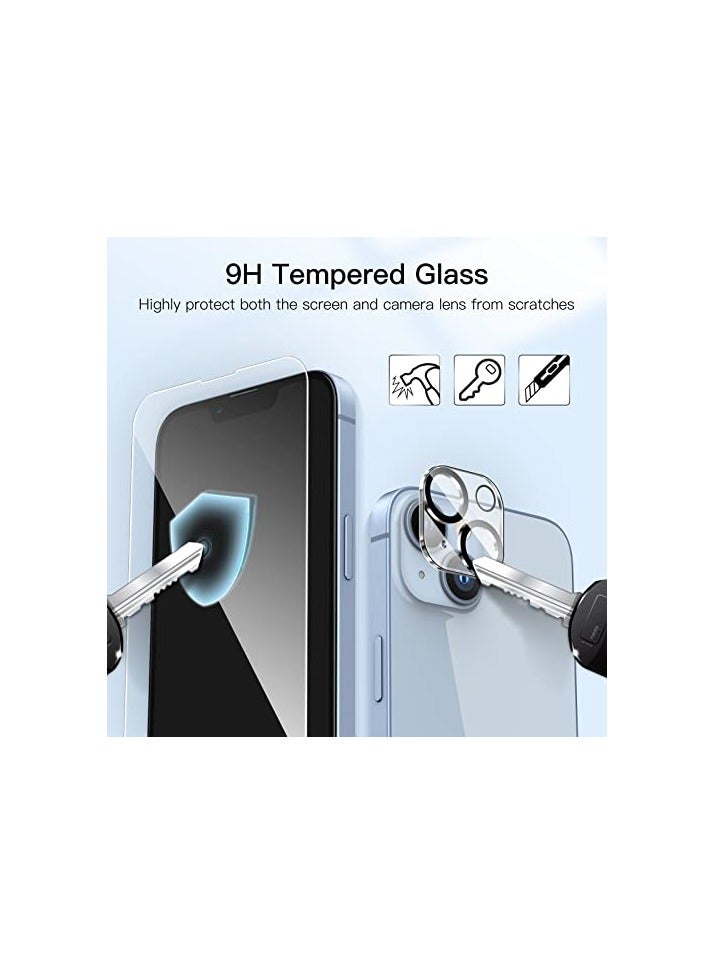 JETech Full Coverage Screen Protector for iPhone 14 Plus 6.7-Inch with Camera Lens Protector, Tempered Glass Film, HD Clear, 2-Pack Each - Image 3
