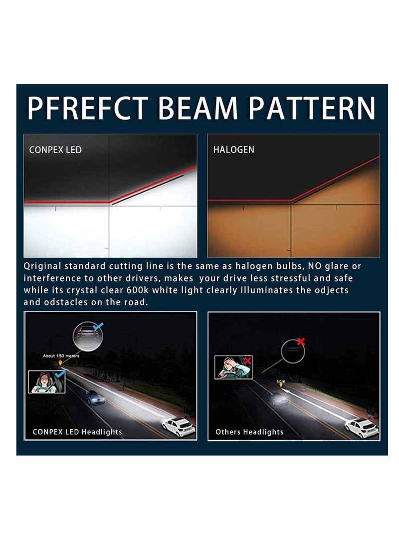 إضاءة H4 LED لمبات المصابيح الأمامية مجموعة تحويل السيارات للسيارة 4 جوانب شعاع ساطع 6000K أبيض بارد 9000 لومن طاقة عالية 300 وات - Image 2
