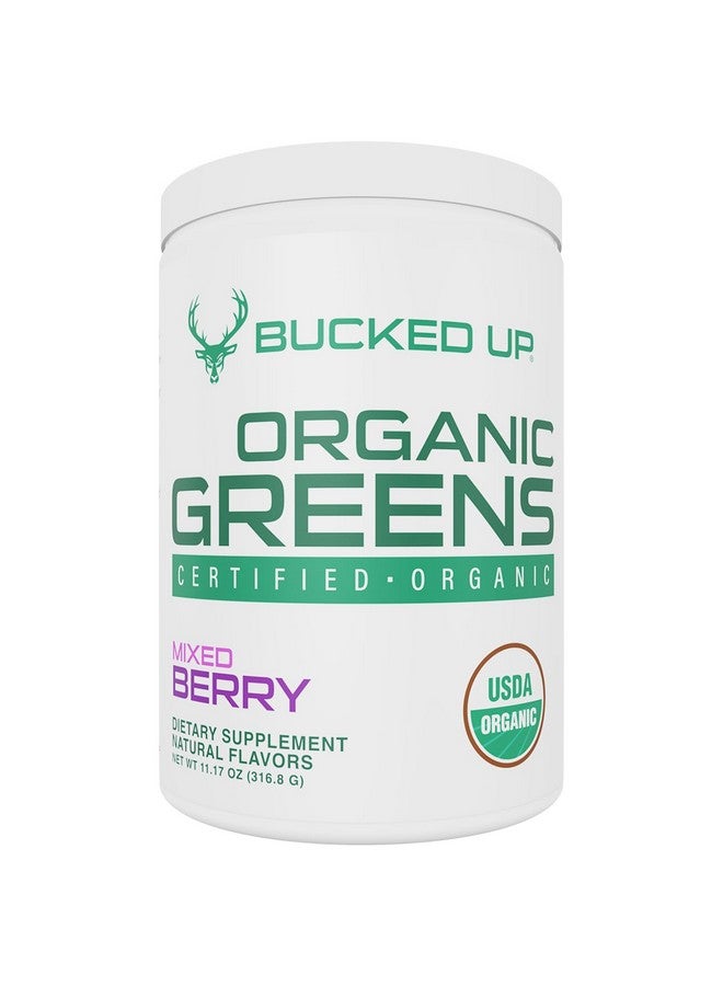 Bucked Up Greens Superfood Powder Mixed Berry | 8 Most Essential Mixed Greens | Certified 100% Organic | Chlorella, Spinach, Kale, Spirulina, Alfalfa, Broccoli, Wheat Grass, & Barley Grass | 30 SERV | 11.17 OZ - Image 1