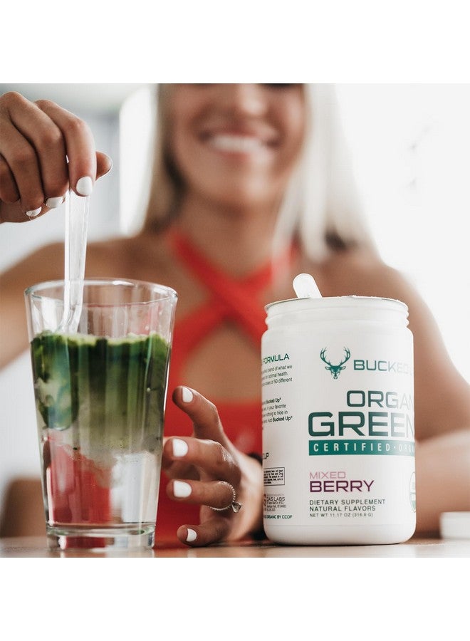 Bucked Up Greens Superfood Powder Mixed Berry | 8 Most Essential Mixed Greens | Certified 100% Organic | Chlorella, Spinach, Kale, Spirulina, Alfalfa, Broccoli, Wheat Grass, & Barley Grass | 30 SERV | 11.17 OZ - Image 4