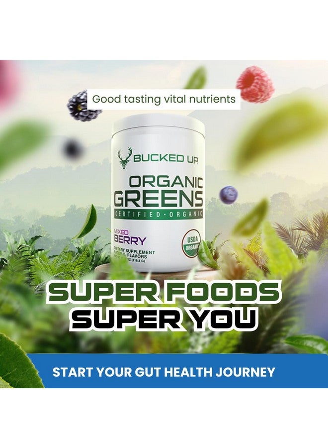 Bucked Up Greens Superfood Powder Mixed Berry | 8 Most Essential Mixed Greens | Certified 100% Organic | Chlorella, Spinach, Kale, Spirulina, Alfalfa, Broccoli, Wheat Grass, & Barley Grass | 30 SERV | 11.17 OZ - Image 5