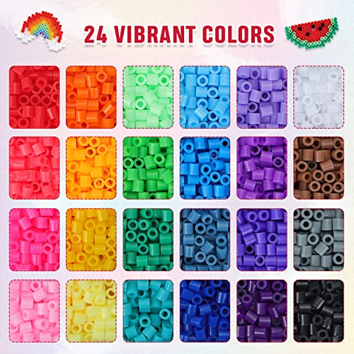 QUEFE 5200pcs Fuse Beads Kit for Boys and Girls, 24 Colors 5mm Melting Beads Set Including Pegboards, Ironing Paper, Tweezers, Colorful Hooks for Birthday and Christmas Gift - Image 3