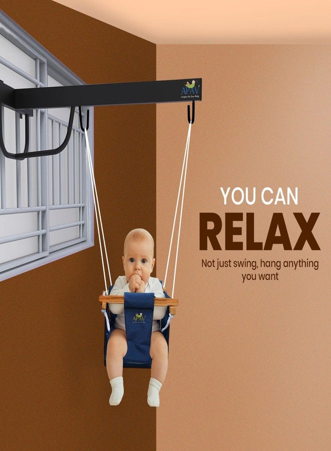 APAV 2 In 1 Baby Toddler With Window Hanging Metal Stand And Hanging Harness Function - Fun Activity For 6-12 Months Infant (Hanger With Zula (Swing)), 68 cm - Image 4