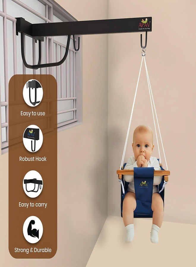 APAV 2 In 1 Baby Toddler With Window Hanging Metal Stand And Hanging Harness Function - Fun Activity For 6-12 Months Infant (Hanger With Zula (Swing)), 68 cm - Image 2