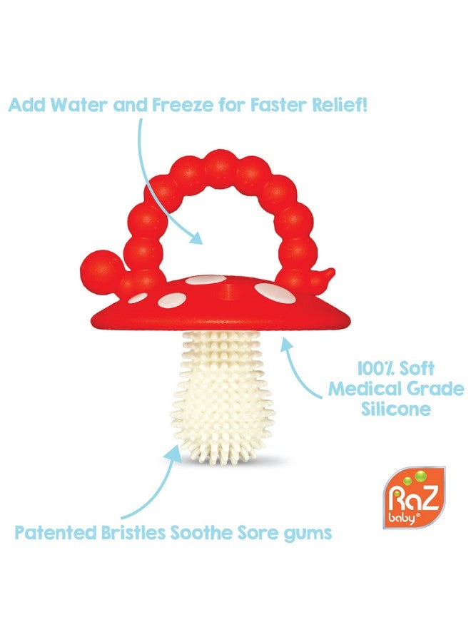 Razbaby Soft Silicone Infant & Baby 3M+ Teether Toy Massaging Bristles Teething Relief Pacifier Soothes Sore Gums Handsfree & Easytohold Chompy Teether Bpa Free (Redblue) - Image 4