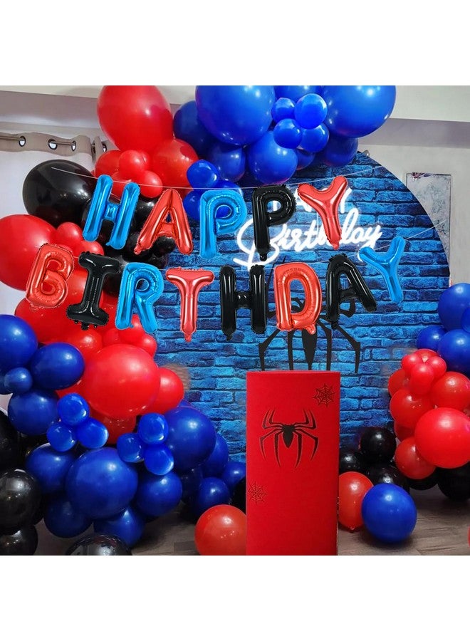 TONIFUL Happy Birthday Balloons with Ribbon Straw, 16 Inch Mylar Letters Birthday Sign Banner Bunting Reusable for Girls Boys Kids & Adults Party Decorations Supplies（Blue Red Black） - Image 5