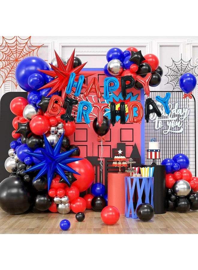 TONIFUL Happy Birthday Balloons with Ribbon Straw, 16 Inch Mylar Letters Birthday Sign Banner Bunting Reusable for Girls Boys Kids & Adults Party Decorations Supplies（Blue Red Black） - Image 3