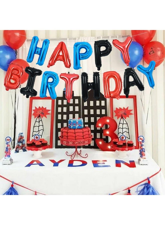 TONIFUL Happy Birthday Balloons with Ribbon Straw, 16 Inch Mylar Letters Birthday Sign Banner Bunting Reusable for Girls Boys Kids & Adults Party Decorations Supplies（Blue Red Black） - Image 4