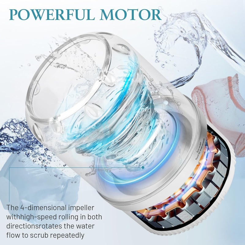 Fejytor Underwear Washer, Portable Mini Washing Machine, 2025 Upgraded Mini Washings Machines, Rechargeable Cordless Washing-Machine, Laundry Cup for Bra, Underwear, Socks (white) - Image 3
