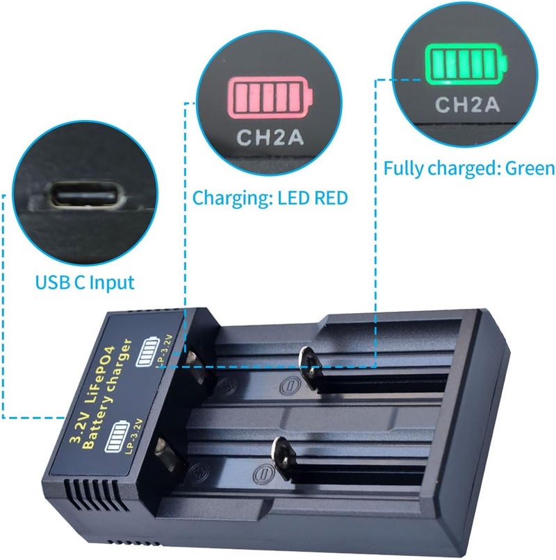 funkawa Shockli AA 3.2V Rechargeable Solar Battery with LiFePO4 Charger, AA 3.2 Volt LiFePO4 Solar Battery (4-Pack) for Panel Outdoor Garden Lights - Image 5