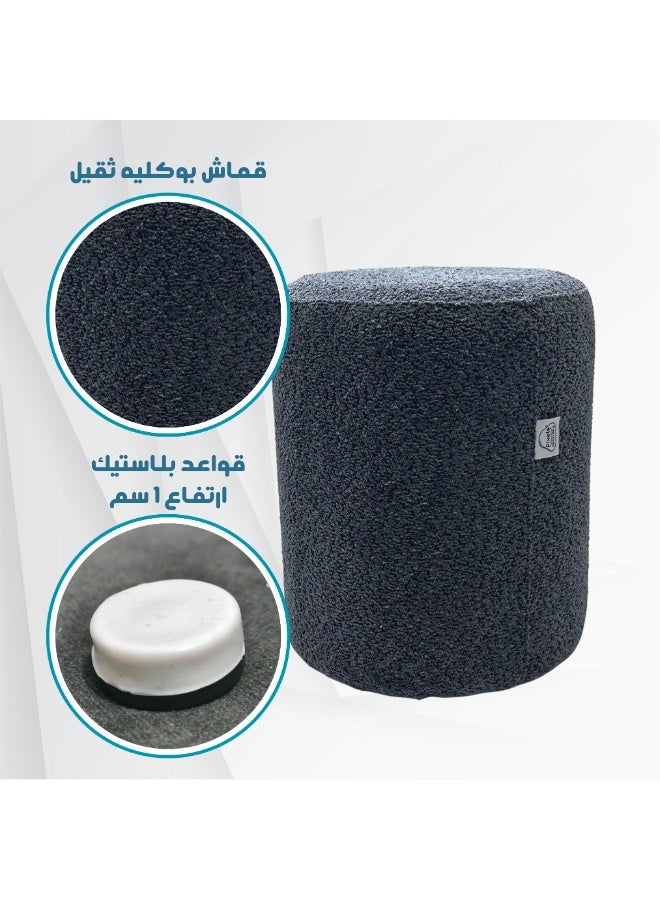 PixelsBeanBag Round Ottoman, Large, Bouclé Fabric, for Living Room and Bedroom - Image 3