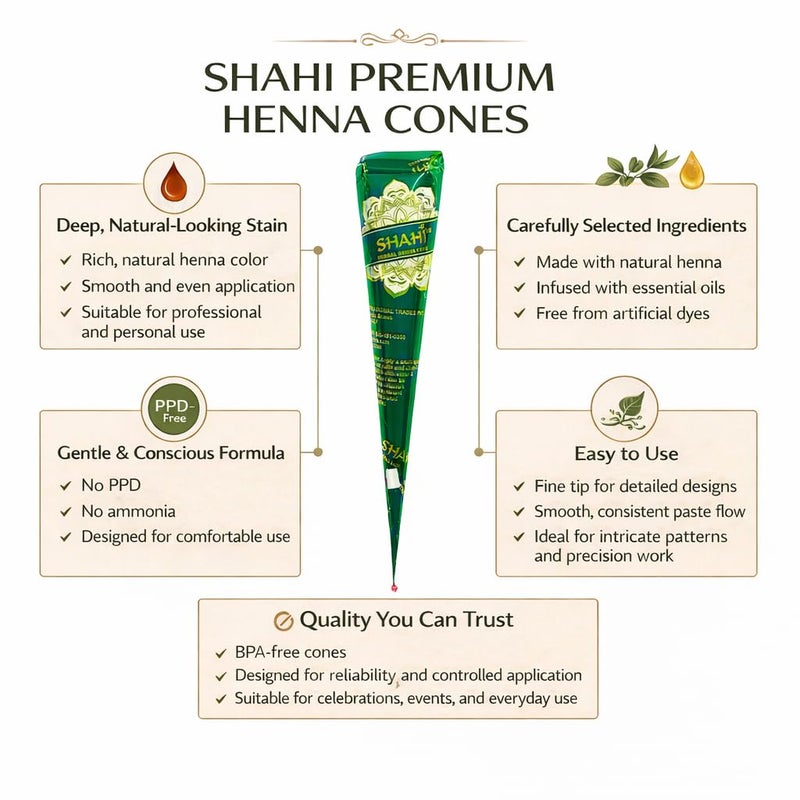 Shahi 4 Pack 100% Natural Ready to Use Henna Paste Hair Color Hair Dye Cones Dark Reddish Brown Color 30g Each Cone - Image 2
