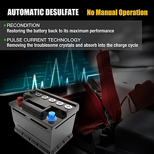 MOTOPOWER 12V 1000mA Automatic Charger - Battery Maintenance - Maintain Charger and Battery Desulfator with Timer Protection. - Image 5