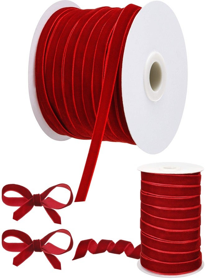 Chuangdi 3/8 Inch, 30 Yard Christmas Burgundy Velvet Ribbon Wide Vintage Velvet Ribbons for Christmas Tree Ornaments Flower Bouquets Wedding Wreath Bow Making DIY Craft Choker - Image 1