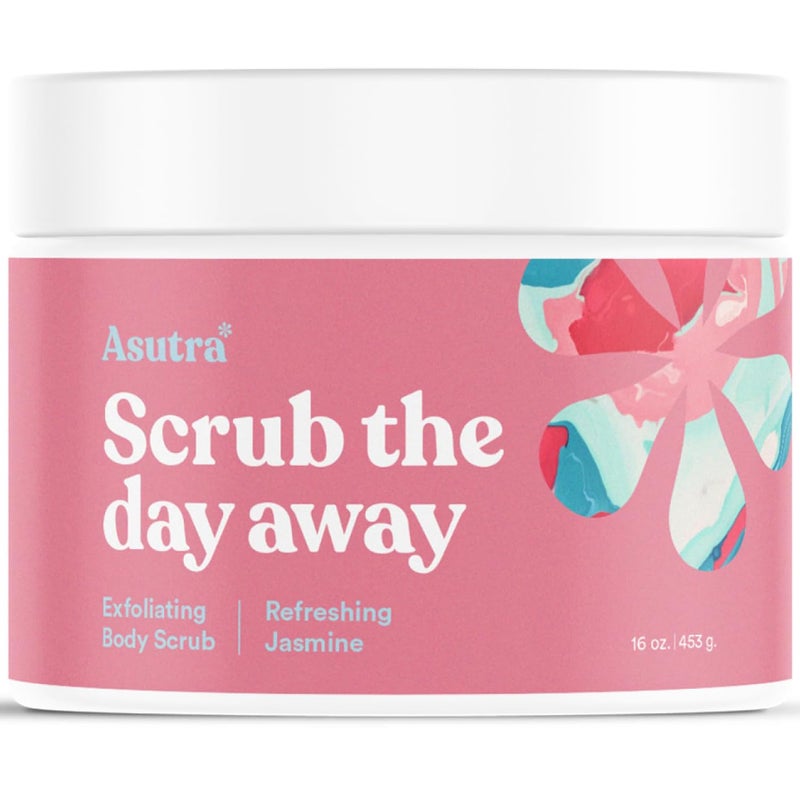 ASUTRA Dead Sea Salt Essential Oil Body Scrub Exfoliator (Refreshing Jasmine), 16 oz - Ultra Hydrating, Gentle, & Moisturizing - Coconut, Jasmine, and Frankincense Oils - Image 1