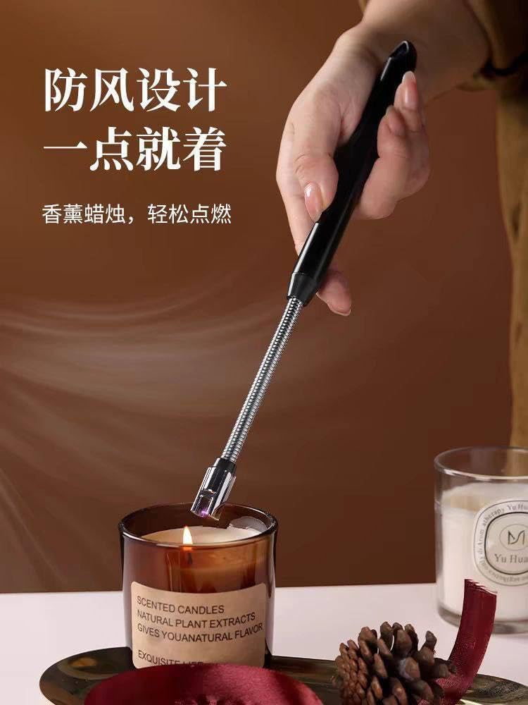 USB Rechargeable Electronic Arc Lighter with Flexible Neck and Safety Lock for Candles & Oven - Image 2