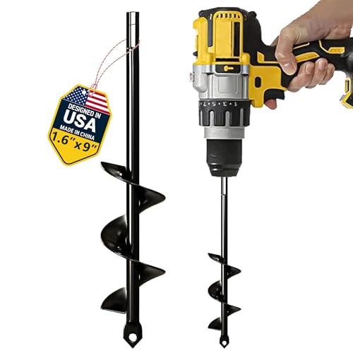 K-Brands KBrands Auger Drill Bit for Planting 16 x 9 Inch Spiral Hole Planter for Bulbs Bedding Plants and Umbrella Holes 38 Inch Hex Drive - Image 1